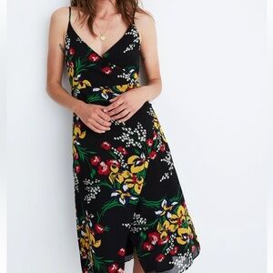 Madewell Side-Button Polyester Wrap Cami in Orchid Bouquet Maxi DressSize 12 Nwt